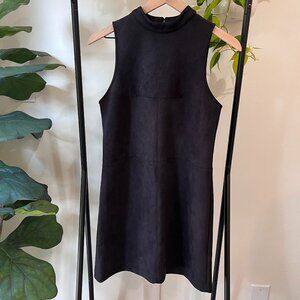 ASTR The Label Black Faux Suede Sleeveless Shift Dress Women’s Small Mock Neck